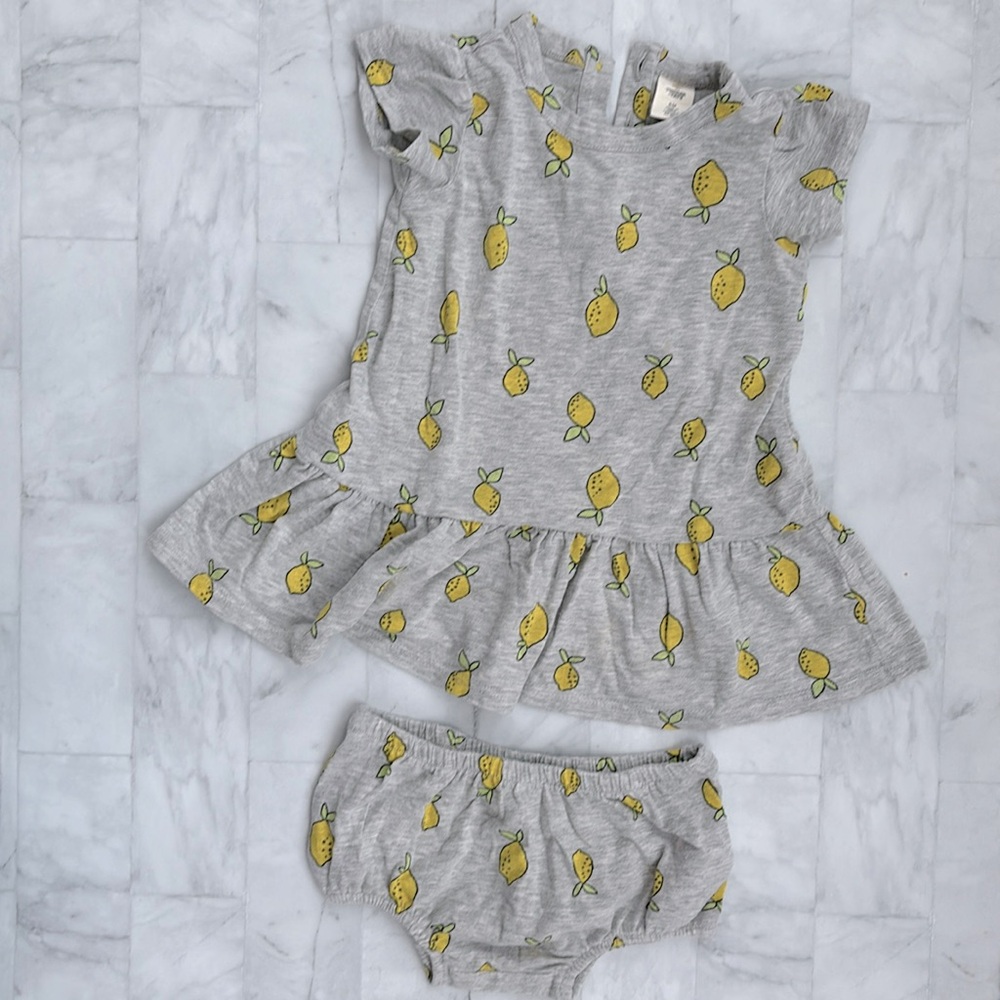 Tucker + Tate Lemon Dress and Matching Diaper Cover for Baby Girls